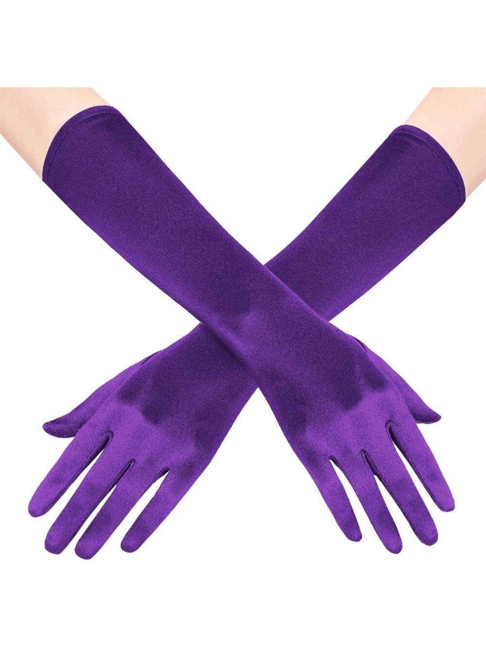 Women's Purple Bridal Shower 1920s Flapper Stretchy Long Satin Opera Gloves